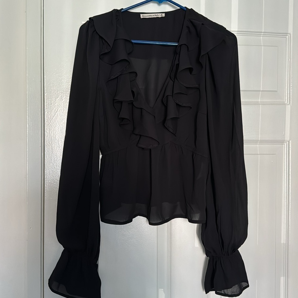 Sheer Black Abercrombie Long Sleeve Blouse - Sz. medium